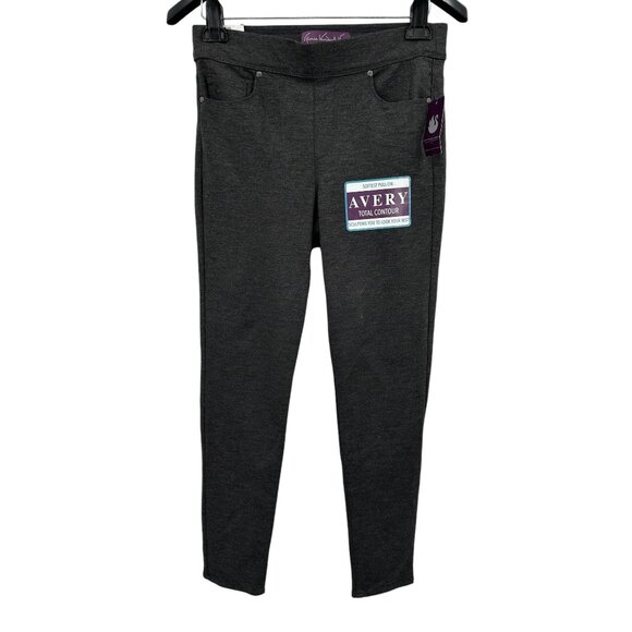 Gloria Vanderbilt Heather Grey Avery Pull-On Ponte Pant Slim Leg Mid-Rise Size 8 - Picture 1 of 8